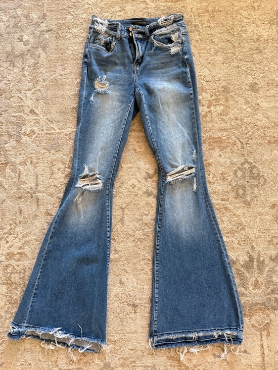 Flying Monkey Denim - Flying Monkey Blue Distressed Flare Jeans